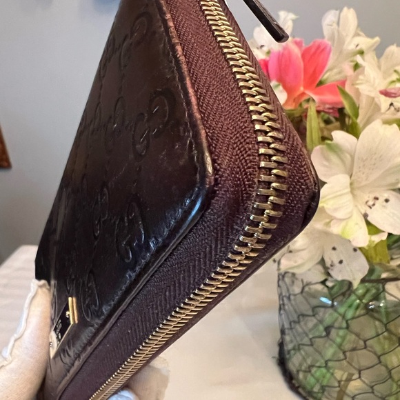 GUCCI Guccissima Chocolate Brown Long Zippy Zip Around Wallet | EUC - Picture 5 of 9